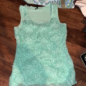 Floral Textured Sleeveless Top - Mint Green